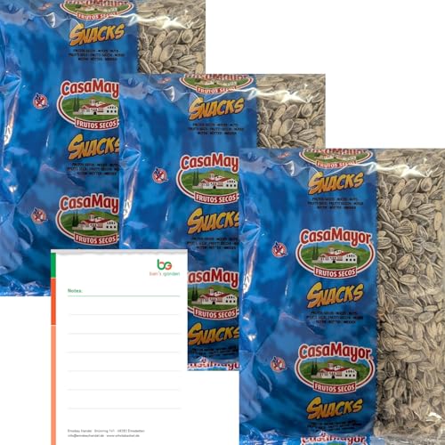 Geröstete Sonnenblumenkerne Gesalzen (Casa Mayor) 3x 800g + Ben's Garden Notizblock Set von Ben's Garden