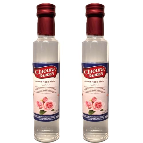 Orientalisches Rosenwasser 2x250ml Glasflasche- ideal zum Backen und Kochen - Blütenwasser zur Aromatisierung von Süßspeisen, Backwaren und Getränken + Ben’s Garden Notizblock Set von Ben's Garden