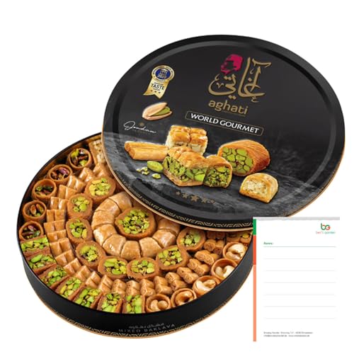 Premium Baklava 500g Gemischte Sorten - Orientalische Süßigkeiten Geschenkbox - Mit Echten Pistazien & Nüssen - Süßgebäck Spezialität & Ben's Garden Notiz von Ben's Garden