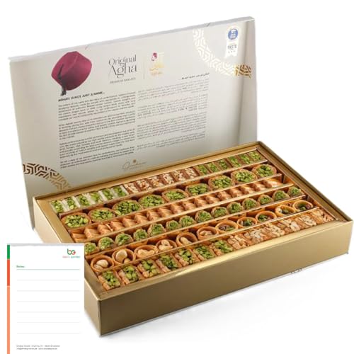 Premium Baklava 750g Gemischte Sorten - Orientalische Süßigkeiten Geschenkbox - Mit Echten Pistazien & Nüssen - Süßgebäck Spezialität & Ben's Garden Notiz von Ben's Garden