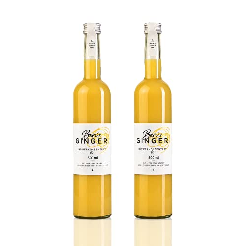 Ben’s Ginger Bio Ingwerkonzentrat – täglicher Booster, Ingwer Shot für Tee, Cocktails, Gerichte - 2x 500ml von Ben's Ginger