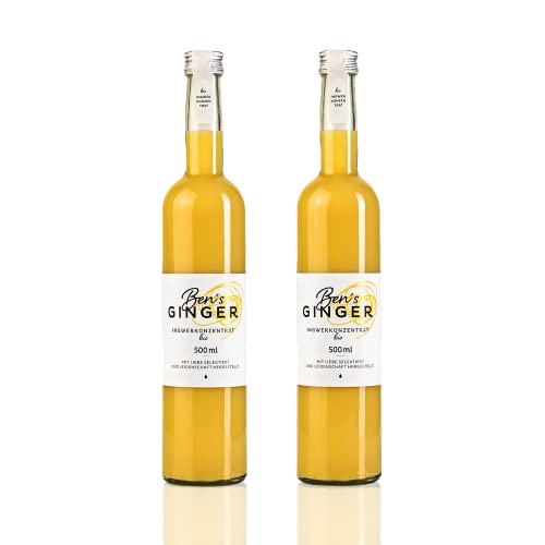 Ben’s Ginger Bio Ingwerkonzentrat – täglicher Booster, Ingwer Shot für Tee, Cocktails, Gerichte - 2x 500ml von Ben's Ginger