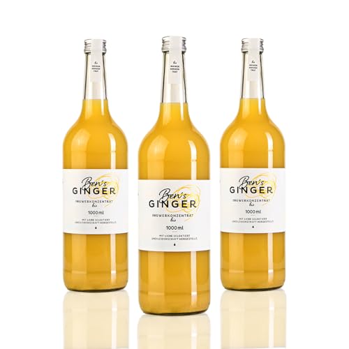 Ben’s Ginger Bio Ingwerkonzentrat – täglicher Booster, Ingwer Shot für Tee, Cocktails, Gerichte - 3x 1000ml von Ben's Ginger