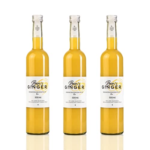 Ben’s Ginger Bio Ingwerkonzentrat – täglicher Booster, Ingwer Shot für Tee, Cocktails, Gerichte - 3x 500ml von Ben's Ginger