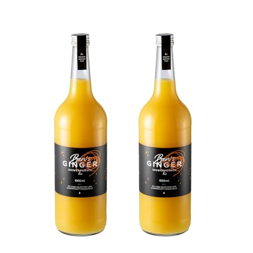 Ben's Ginger Bio Ingwerpunsch (8% alc.) - München Handgefertigt, Bio-zertifiziert, Alkoholisches Getränk, Winterpunsch, Ingwerwein, Ohne Zusatzstoffe, Bio-Qualität - 2x 1 Liter von Ben's Ginger