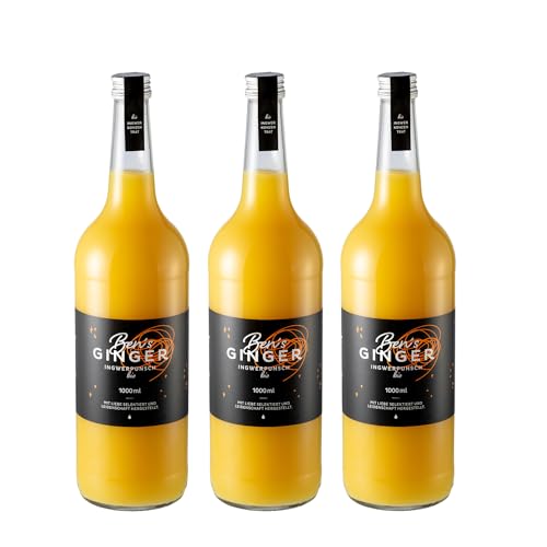 Ben's Ginger Bio Ingwerpunsch (8% alc.) - München Handgefertigt, Bio-zertifiziert, Alkoholisches Getränk, Winterpunsch, Ingwerwein, Ohne Zusatzstoffe, Bio-Qualität - 3x 1 Liter von Ben's Ginger