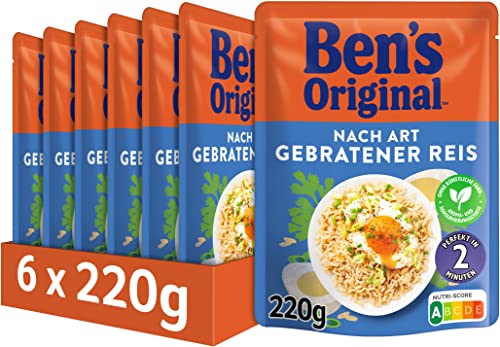 BEN'S ORIGINAL Express nach Art gebratener Reis 220g I Dampfgegarter, parboiled Langkorn-Reis mit Ei, Sesamöl und orientalischen Gewürzen I 2 Portionen pro Packung von Ben's Original