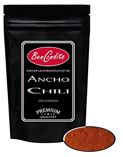 Bencondito I Ancho Chili gemahlen - mildes Chilipulver aus Poblano Ancho Chilischoten 500g Beutel von BenCondito
