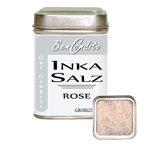BenCondito I Inka Salz Rose (Sonnensalz ) - Rosa Salzflocken aus den Peruanisches Anden 160 gr. Dose von BenCondito