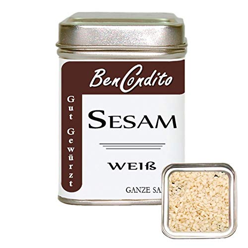 Weißer Sesam - Sesamsamen ganz | Fa. BenCondito | 100 Gramm in der Gewürzdose von BenCondito