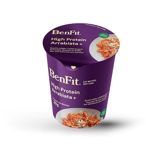 BENFIT High Protein Instant Keto Nudeln Arrabiata - 8 x 75g Becher - Low Carb Proteinreiche Eiweiß Pasta, langanhaltend sättigend & kalorienreduziert, 229 kcal und 29 g Protein pro Becher BENFIT High Protein Instant Keto Nudeln Arrabiata - 8 x 75g Becher - Low Carb Proteinreiche Eiweiß Pasta, langanhaltend sättigend & kalorienreduziert, 229 kcal und 29 g Protein pro Becher von BenFit Nutrition