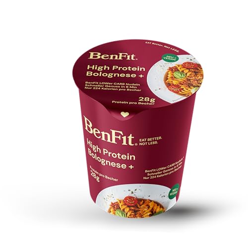 BENFIT High Protein Instant Keto Nudeln Bolognese - 8 x 75g Becher - Low Carb Proteinreiche Eiweiß Pasta, langanhaltend sättigend & kalorienreduziert, 224 kcal und 28 g Protein pro Becher BENFIT High Protein Instant Keto Nudeln Bolognese - 8 x 75g Becher - Low Carb Proteinreiche Eiweiß Pasta, langanhaltend sättigend & kalorienreduziert, 224 kcal und 28 g Protein pro Becher von BenFit Nutrition