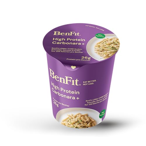 BENFIT High Protein Instant Keto Nudeln Carbonara - 8 x 75g Becher - Low Carb Proteinreiche Eiweiß Pasta, langanhaltend sättigend & kalorienreduziert, 229 kcal und 26 g Protein pro Becher BENFIT High Protein Instant Keto Nudeln Carbonara - 8 x 75g Becher - Low Carb Proteinreiche Eiweiß Pasta, langanhaltend sättigend & kalorienreduziert, 229 kcal und 26 g Protein pro Becher von BenFit Nutrition