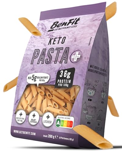 BENFIT Keto High Protein Nudeln - 4 x 200g Penne - Low Carb Proteinreiche Eiweiß Pasta, langanhaltend sättigend & kalorienreduziert, 36 g Protein pro 100 g, bis zu 15 Monate haltbar von BenFit Nutrition