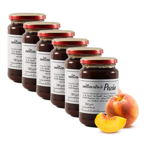extra Bio-Marmelade mit Pfirsichen aus San Benedetto - Italienisches Handwerksprodukt (6 Gläser 380 Gramm) von Benedetto