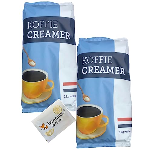 Benefux. Koffecreamer Kaffeeweißer Holland Riesen-Vorrats-Pack 2x 2kg + Benefux. Erfrischungstuch 4000 g von Benefux.