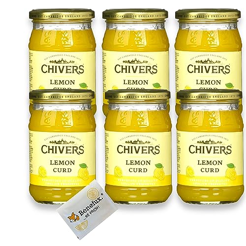 Chivers Lemon Curd Multipack 6x 320g + Benefux. Erfrischungstuch von Benefux.