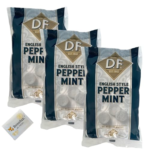 DF Pepermunt Peppermint Pfefferminztabletten Sparpaket 3x 200g + Benefux. Erfrischungstuch 450 g von Benefux.