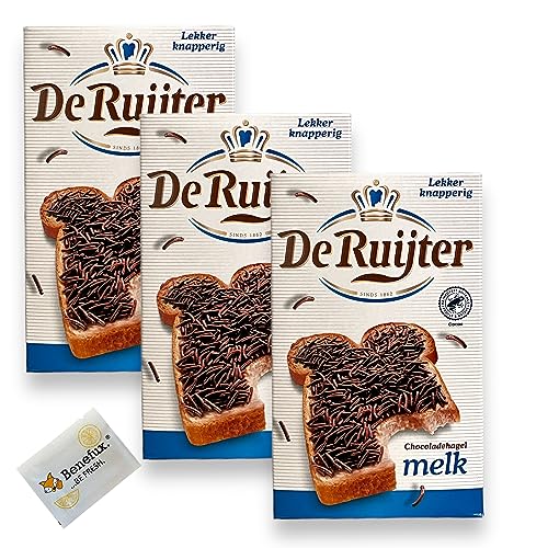 De Ruijter Hagelslag melk Chocoladehagel 3x 390g + Benefux. Erfrischungstuch von Benefux.
