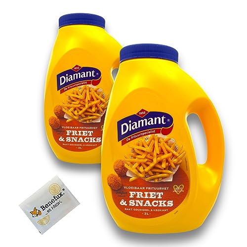 Benefux. Bundle-Box inkl. Erfrischungstuch - Hauptmarke Diamant - Friet & Snacks Frittieröl Sparpaket 2x 3 Liter von Benefux.