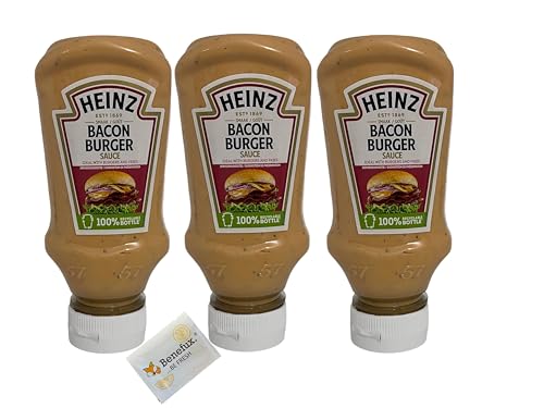 Heinz Bacon Burger Sauce 3x 225g Vorteilspaket + gratis Benefux. Erfrischungstücher 675g von Benefux.