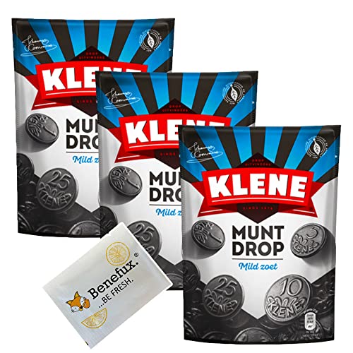 Klene Muntdrop Mild Zoet Lakritz Holland Multipack 3x 210g + Benefux. Erfrischungstuch von Benefux.
