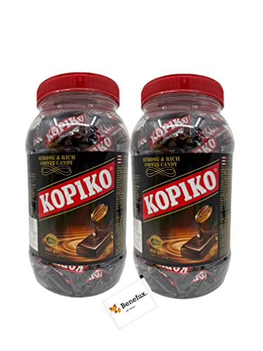 Kopiko Coffee Candy Kaffeebonbons Vorteilspaket 2x 800g Dose + Benefux. Erfrischungstuch von Benefux.