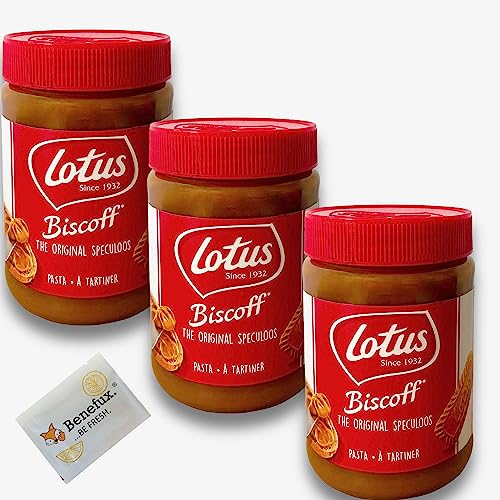 Lotus Biscoff speculoos pasta original Holland Spekulatius-Creme Sparpaket 3x 400g + Benefux. Erfrischungstuch von Benefux.