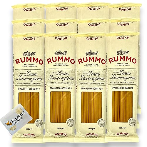 Rummo Spaghetti Grossi No.5 Megapacket 12x 500g + Benefux. Erfrischungstuch von Benefux.