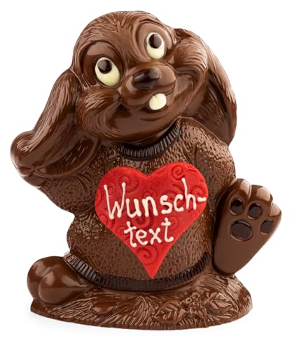 Schoko Osterhase personalisiert mit Wunschtext - 15cm - Vollmilch Schokolade - Deutsche Handarbeit ideal als Ostergeschenk - Schokohase aus der Schokoladen-Manufaktur Bengelmann - 150g Schoko Osterhase personalisiert mit Wunschtext - 15cm - Vollmilch Schokolade - Deutsche Handarbeit ideal als Ostergeschenk - Schokohase aus der Schokoladen-Manufaktur Bengelmann - 150g von Bengelmann