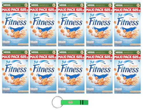 10x Nestlé Fitness Original Cereali,Getreide mit Vollkorn Weizen und Haferflocken Maxi-Packung mit 625g + Beni Culinari Kostenloser Schlüsselanhänger von Beni Culinari