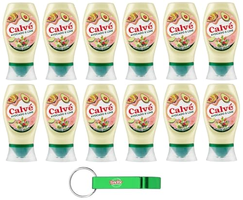 12er-Pack Calvè Salsa,Avocado- und Limettensauce,Würzsoße,Glutenfrei Würzsauce,250ml Top Down 250ml + Beni Culinari Kostenloser Schlüsselanhänger von Beni Culinari