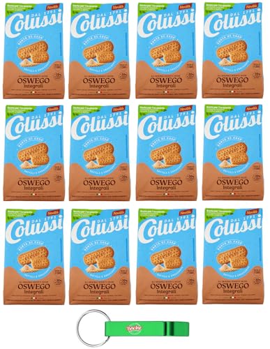 12er-Pack Colussi Biscotti Oswego Integrali,Vollkornkekse Kekse mit Braunem Zucker und Getreide Mehl,450g Beutel + Beni Culinari Kostenloser Schlüsselanhänger von Beni Culinari