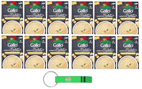 12er-Pack Gallo Risotto Perfetto Quattro Formaggi,Zubereitet für Vier-Käse-Risotto,100% Italienischer Reis,175g + Beni Culinari Kostenloser Schlüsselanhänger von Beni Culinari