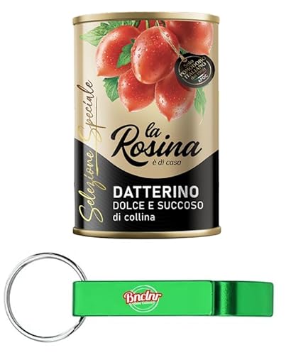 12er-Pack La Rosina Pomodorino Datterino-Tomate, Italienische Tomaten,400g Dose + Beni Culinari Kostenloser Schlüsselanhänger von Beni Culinari