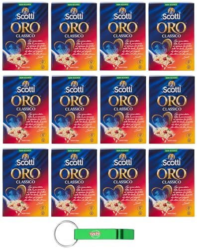 12er-Pack Riso Scotti Riso Oro Classico,Italienischer Reis,Superfeine Reiskörner Ideal für Risottos und Salate,500g Vakuumverpackung + Beni Culinari Kostenloser Schlüsselanhänger von Beni Culinari