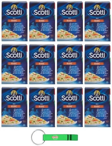 12er-Pack Riso Scotti Riso Ribe,Italienischer Reis,Superfeine Reiskörner ideal für Suppen,500g Vakuumverpackung + Beni Culinari Kostenloser Schlüsselanhänger von Beni Culinari