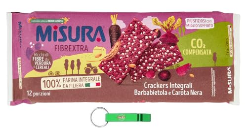 12x Misura Fibrextra Crackers Integrali - Ballaststoffreiche Vollkorncracker mit Roter Bete und Schwarzer Karotte 385g Packung + Beni Culinari Kostenloser Schlüsselanhänger 12x Misura Fibrextra Crackers Integrali - Ballaststoffreiche Vollkorncracker mit Roter Bete und Schwarzer Karotte 385g Packung + Beni Culinari Kostenloser Schlüsselanhänger von Beni Culinari