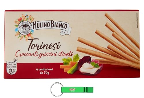 15x Mulino Bianco Grissini Torinesi - Grissini vom Typ 0 – Knusprig und Voller Geschmack - Snack Breadsticks 280g Packung + Beni Culinari Kostenloser Schlüsselanhänger 15x Mulino Bianco Grissini Torinesi - Grissini vom Typ 0 – Knusprig und Voller Geschmack - Snack Breadsticks 280g Packung + Beni Culinari Kostenloser Schlüsselanhänger von Beni Culinari