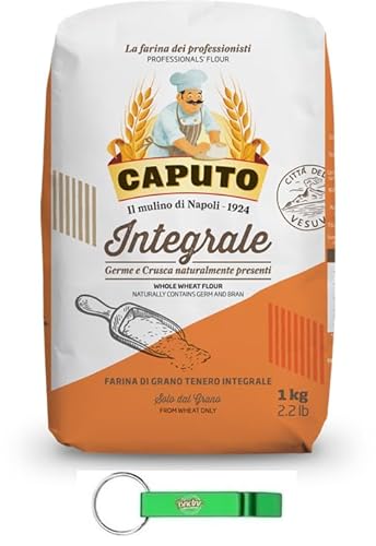 16x Caputo Farina Integrale - Vollkorn Mehl - Vollkorn Weichweizenmehl Ideales für Neapolitanische Pizza - 1KG + Beni Culinari Kostenloser Schlüsselanhänger 16x Caputo Farina Integrale - Vollkorn Mehl - Vollkorn Weichweizenmehl Ideales für Neapolitanische Pizza - 1KG + Beni Culinari Kostenloser Schlüsselanhänger von Beni Culinari