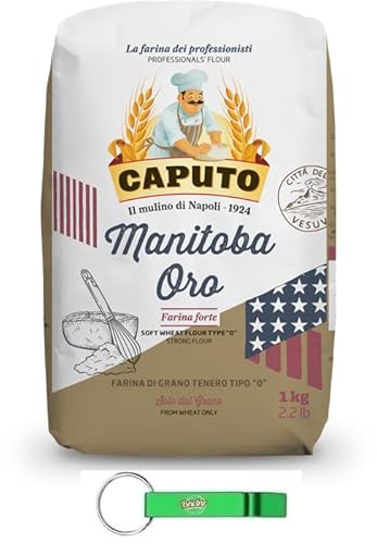 16x Caputo Farina Manitoba Oro - Mehl TYP 0 - Weichweizenmehl Ideales für Neapolitanische Pizza - 1KG + Beni Culinari Kostenloser Schlüsselanhänger 16x Caputo Farina Manitoba Oro - Mehl TYP 0 - Weichweizenmehl Ideales für Neapolitanische Pizza - 1KG + Beni Culinari Kostenloser Schlüsselanhänger von Beni Culinari