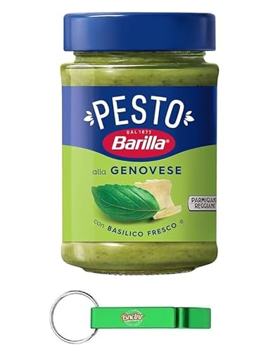 24x Barilla Pesto alla Genovese 190g | Glutenfreie Italienische Pasta-Sauce mit 100% italienischem Basilikum und Parmigiano Reggiano, Nudel-Soße + Beni Culinari Kostenloser Schlüsselanhänger 24x Barilla Pesto alla Genovese 190g | Glutenfreie Italienische Pasta-Sauce mit 100% italienischem Basilikum und Parmigiano Reggiano, Nudel-Soße + Beni Culinari Kostenloser Schlüsselanhänger von Beni Culinari