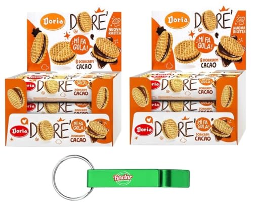 2er-Pack Doria Dore' Biscotti Frollini con Ripieno al Cacao,Mürbeteig Kekse mit Kakaofüllung,Multipack BOX 20x75g + Beni Culinari Kostenloser Schlüsselanhänger von Beni Culinari