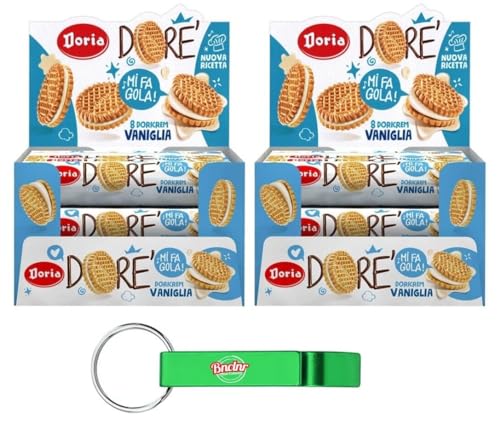 2x Doria Dore' Biscotti Frollini con Ripieno alla Vaniglia,Mürbeteig Kekse mit Vanillefüllung,Multipack BOX 20x75g + Beni Culinari Kostenloser Schlüsselanhänger von Beni Culinari