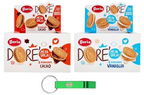 2x Testpaket Doria Dore',Kekse mit Kakaofüllung und Vanillefüllung,BOX 20x75g + Beni Culinari Kostenloser Schlüsselanhänger von Beni Culinari