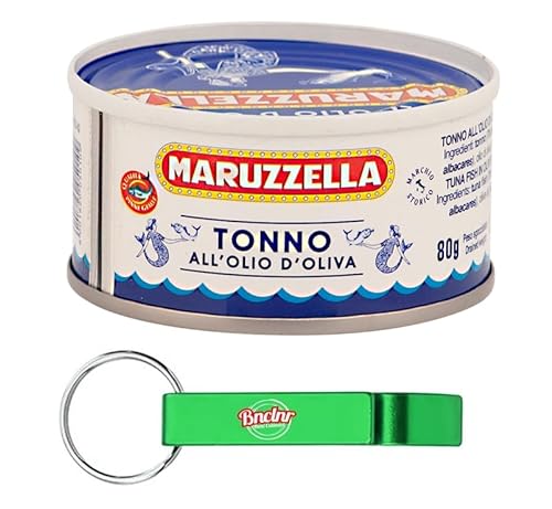 30er-Pack MARUZZELLA Thunfisch Tonno all'Olio di Oliva,Thunfisch in Olivenöl,80g Dose + Beni Culinari Kostenloser Schlüsselanhänger von Beni Culinari