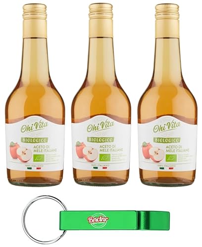 3er-Pack Ohi Vita Apfelessig,Aceto di Mele,100% italienisch,500ml Glasflasche + Beni Culinari Kostenloser Schlüsselanhänger von Beni Culinari