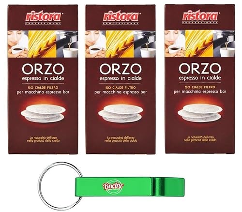 3er-Pack Ristora Orzo in Cialde,Gersten Espresso in Pads,Display mit 50 Beuteln + Beni Culinari Kostenloser Schlüsselanhänger von Beni Culinari