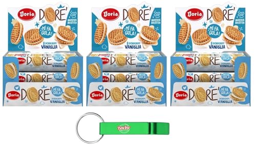 3x Doria Dore' Biscotti Frollini con Ripieno alla Vaniglia,Mürbeteig Kekse mit Vanillefüllung,Multipack BOX 20x75g + Beni Culinari Kostenloser Schlüsselanhänger von Beni Culinari