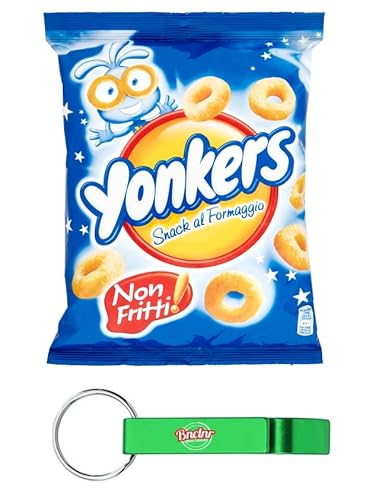 40er-Pack Yonkers Snack al Formaggio,Knusprige Maisringe mit Käsegeschmack,Nicht Frittierte Käse Snacks,30g Beutel + Beni Culinari Kostenloser Schlüsselanhänger von Beni Culinari